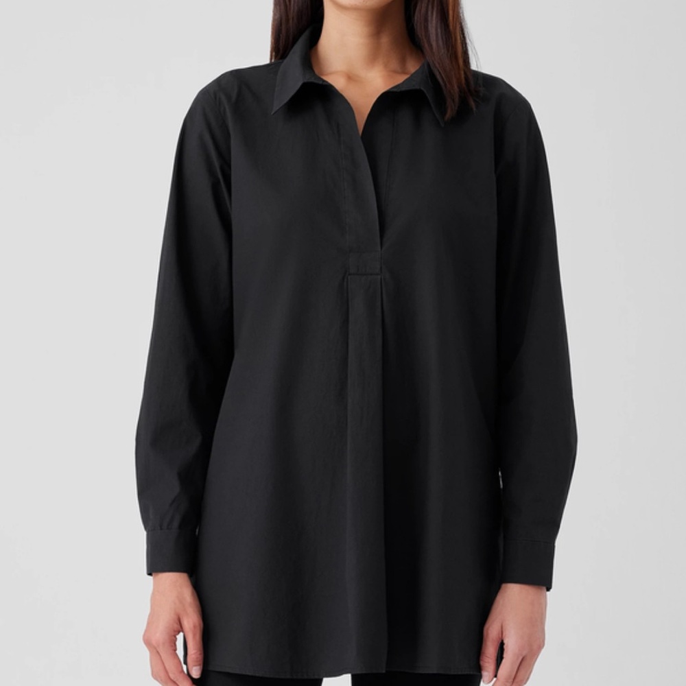 Eileen Fisher - Washed Organic Cotton Poplin Shirt - XXS